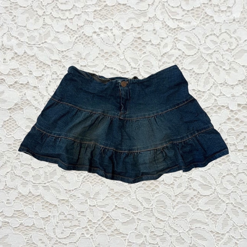 vintage‎ y2k tiered denim mini skirt